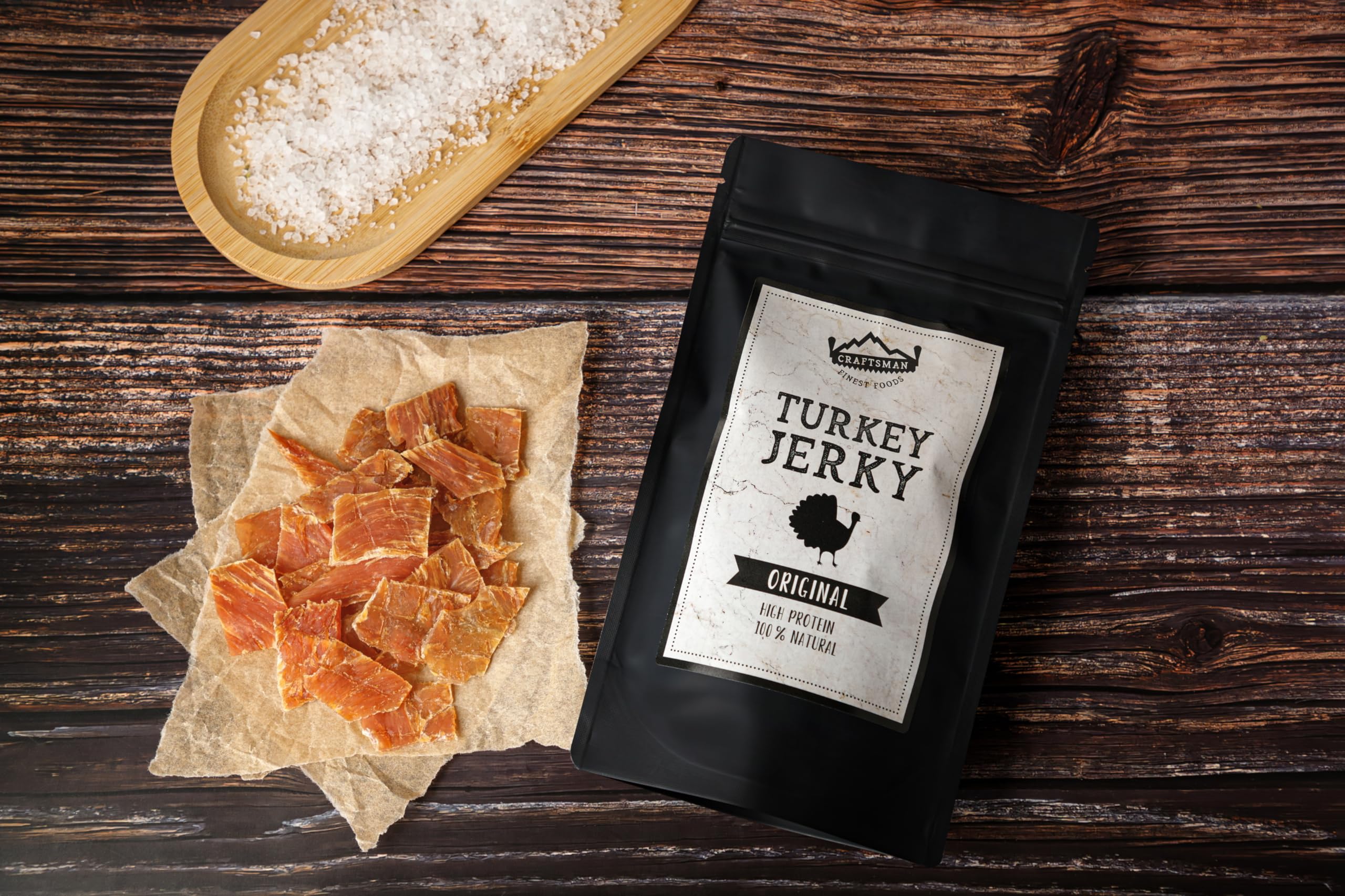 Craftsman Turkey Jerky | natürliches Trockenfleisch ohne Zucker 150g 3x 50g