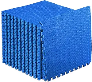 ProsourceFit Puzzle Exercise Mat ½ in, EVA Interlocking Foam Floor Tiles for Home Gym, Mat for Home Workout Equipment, Floor Padding for Kids, Black, 24 in x 24 in x ½ in, 24 Sq Ft - 6 Tiles