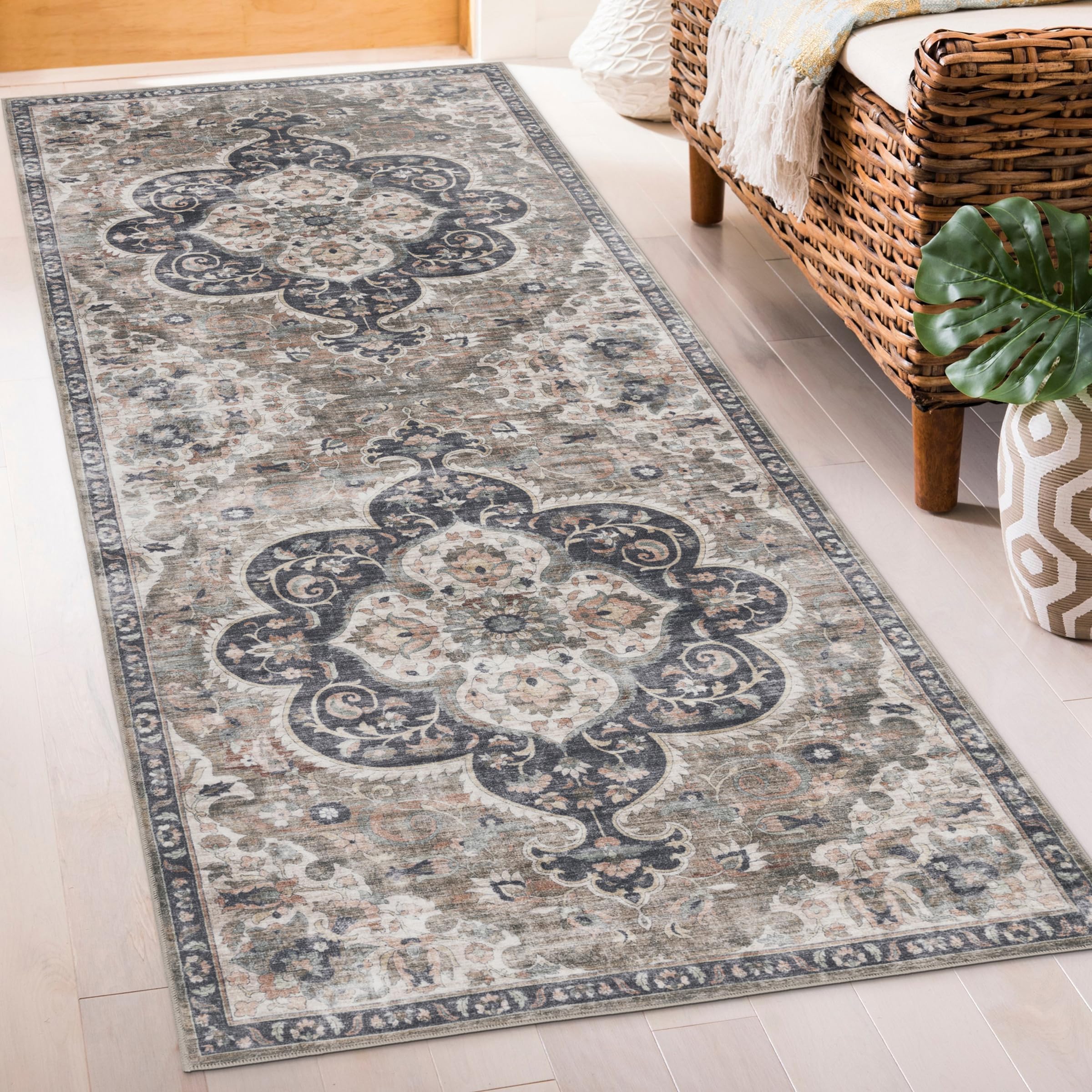 Tapis de couloir lavable 240 cm antidérapant style rétro vintage