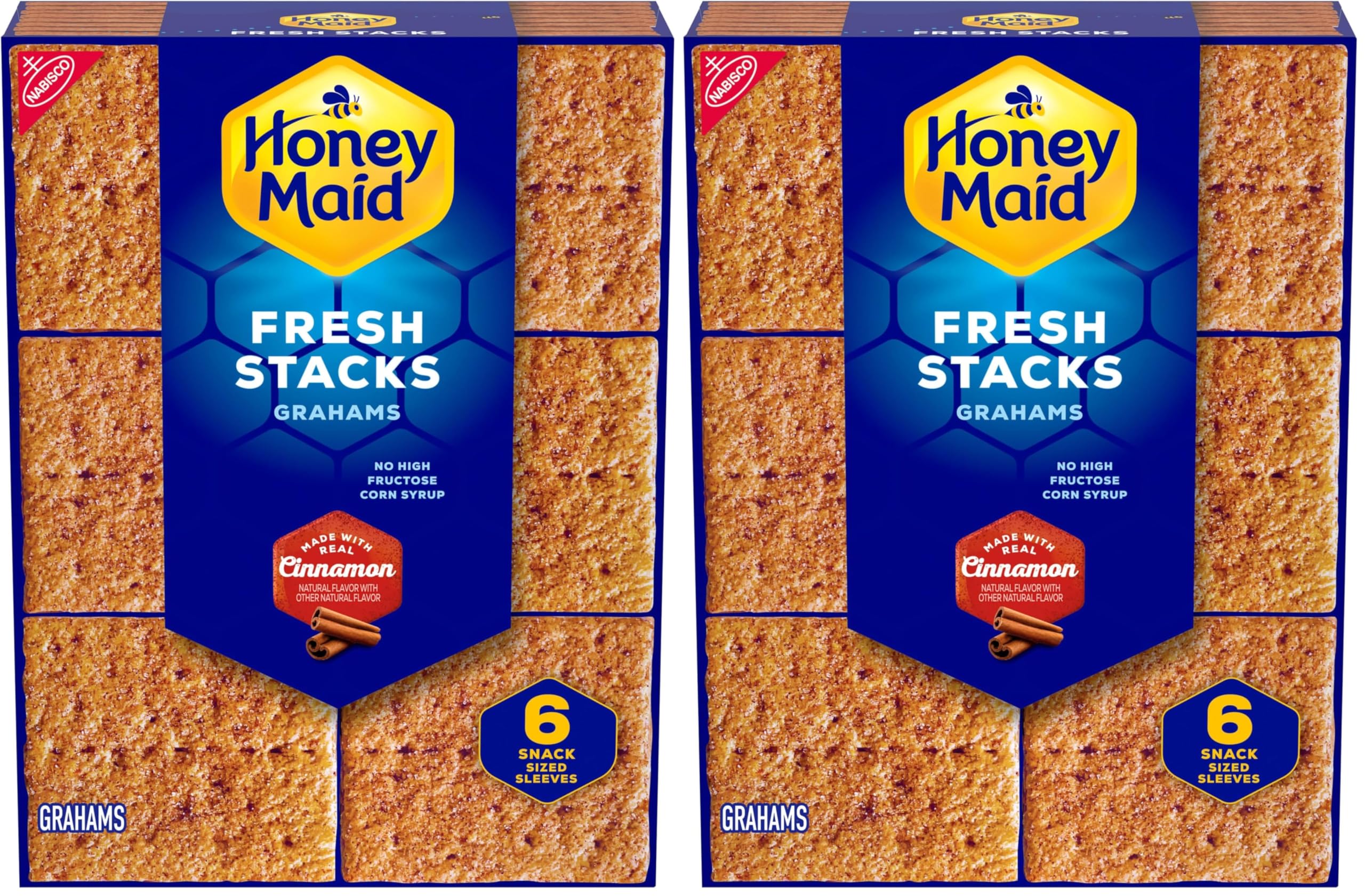 Condition photo showing New/Like New for honey maid fresh stacks cinnamon graham crackers, travel snacks, 12.2 oz (6 multi snack packs) bb july 2026 - bid per box 