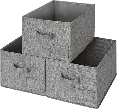 Miniatura 15 de GRANNY SAYS Contenedores de tela para almacenamiento, contenedores de armario para estantes, canasta de almacenamiento con asas, cajas de Gris