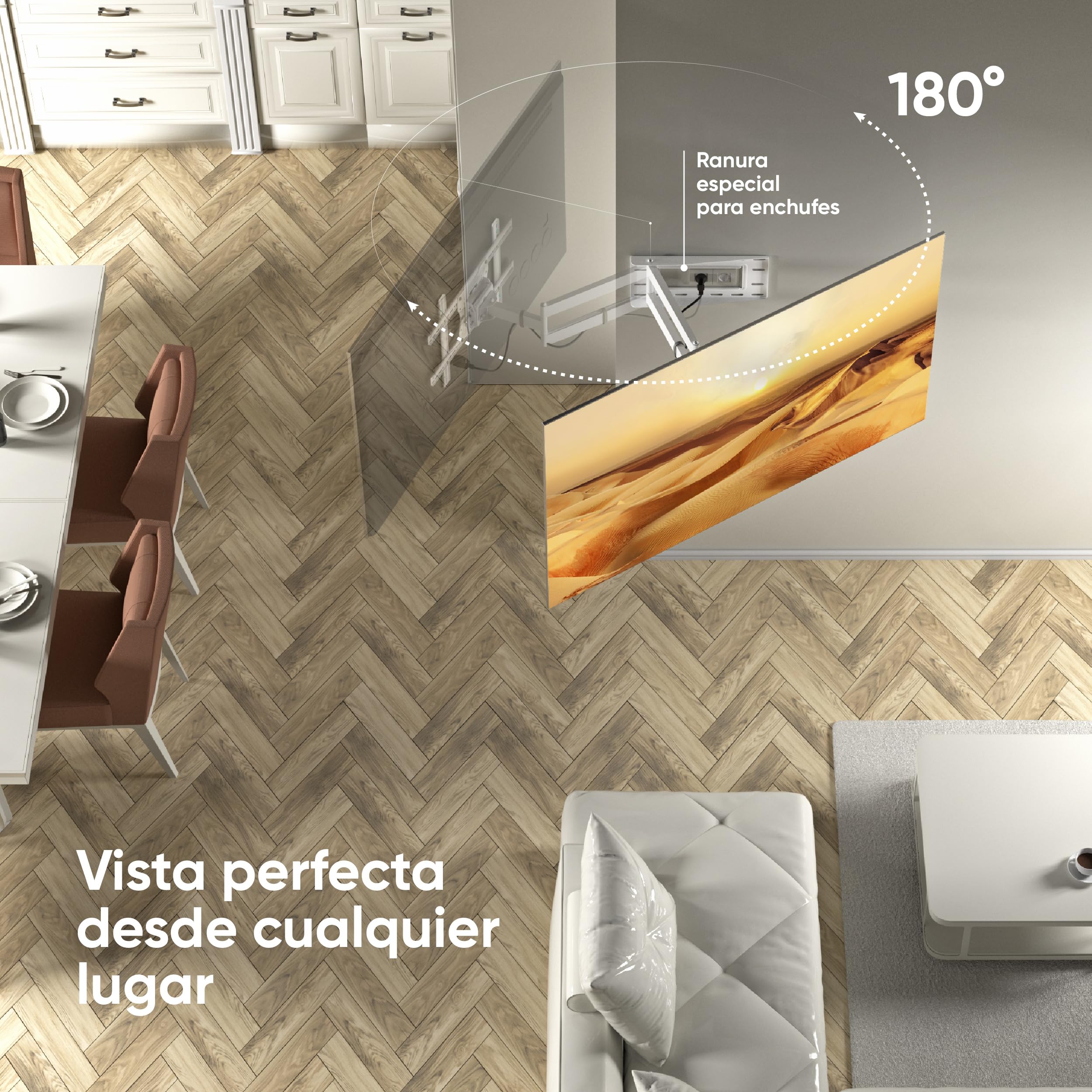 ONKRON Soporte Television Pared 40-75 Pulgadas, hasta 68 kg, VESA 100x100-600x400 mm, Soporte TV Pared Articulado, Inclinable y Giratorio 180°, Brazo TV Extensible, Colgador Televisor Blanco M7L-W