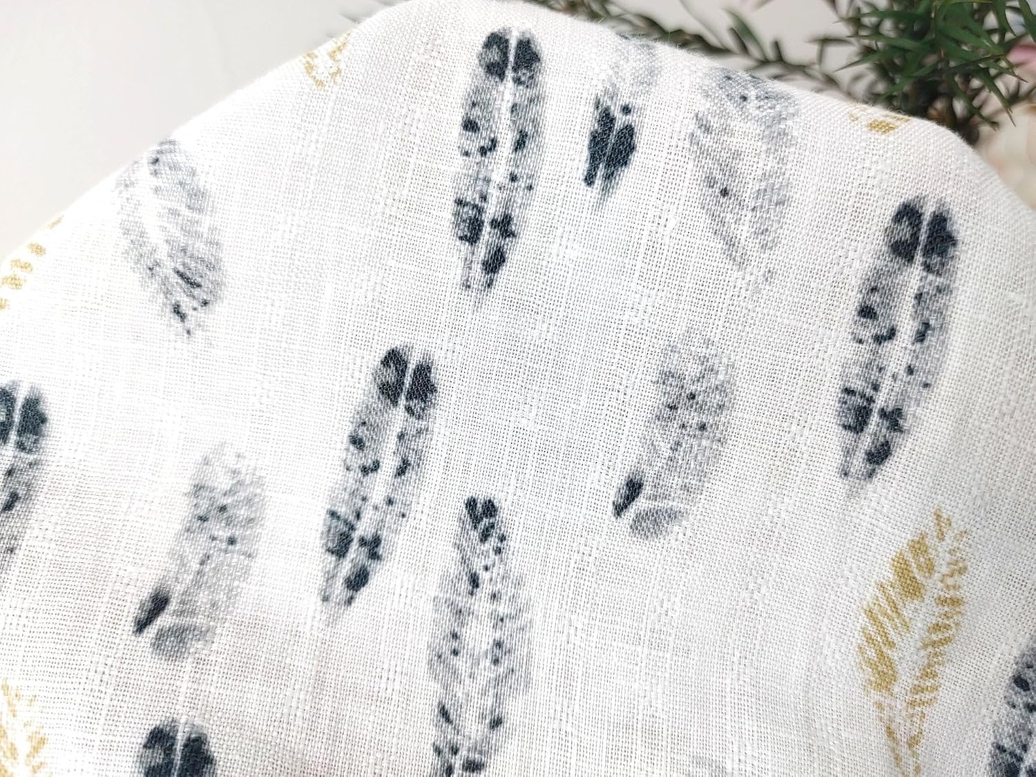 100% Linen Leaf Print Fabric Light Weight 7326 Multi