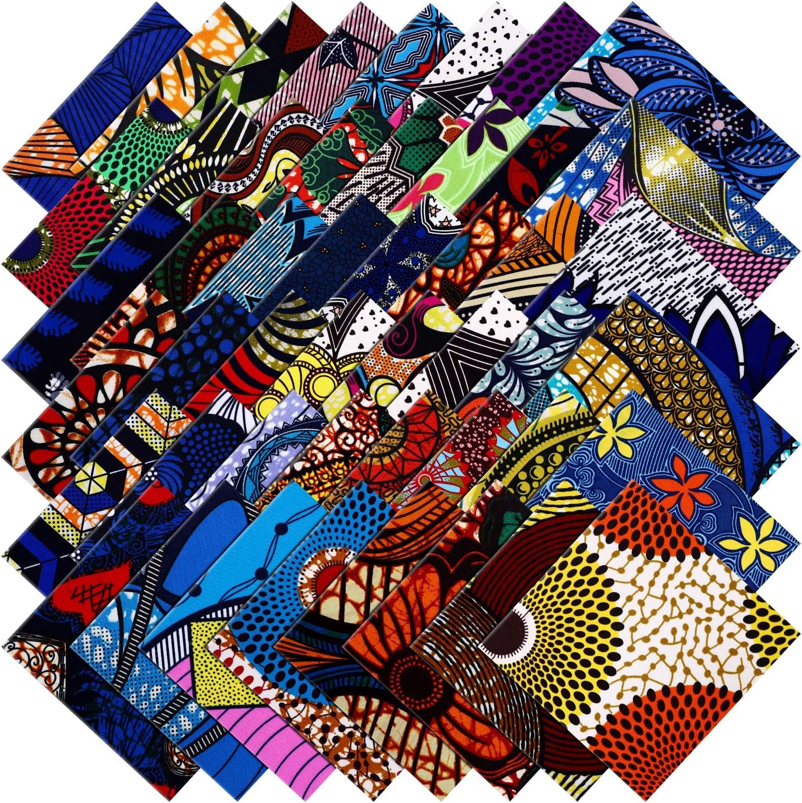 Tudomro 100 Pieces 10 x 10 Inches Cotton Fabric Squares Patchwork Quilting Fabric Bundles Layer Precut Quilt Material for DIY Craft Sewing Cloths Handmade Accessories(African)