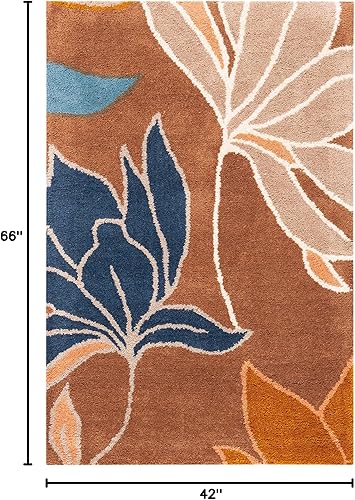 Miniatura 2 de SAFAVIEH Soho Collection SOH848B - Alfombra de lana de primera calidad hecha a mano de 3 pies 6 pulgadas x 5 pies 6 pulgadas, marrónmulticolor