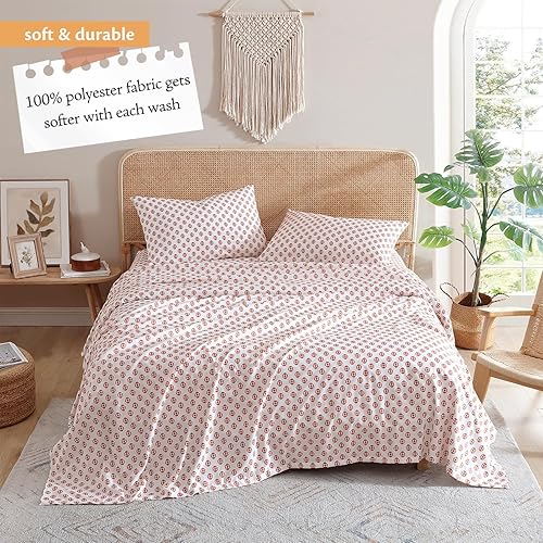 Miniatura 6 de Indigo Ink - Juego de sábanas tamaño King de 4 piezas, ropa de cama con patrón de medallón boho, suave y resistente a las arrugas (Colección