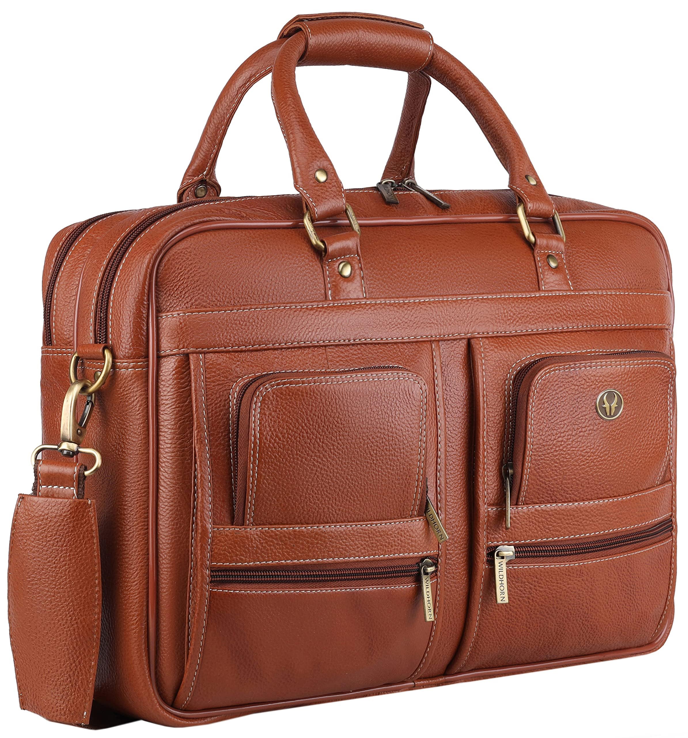 wildhorn Genuine Leather 15.6-Inch Laptop Messenger Bag for Men | Office Bag with Multiple Pockets & Extra Storage | Sturdy Carry Handles & Adjustable Strap | 1-Year Warranty-picture-57