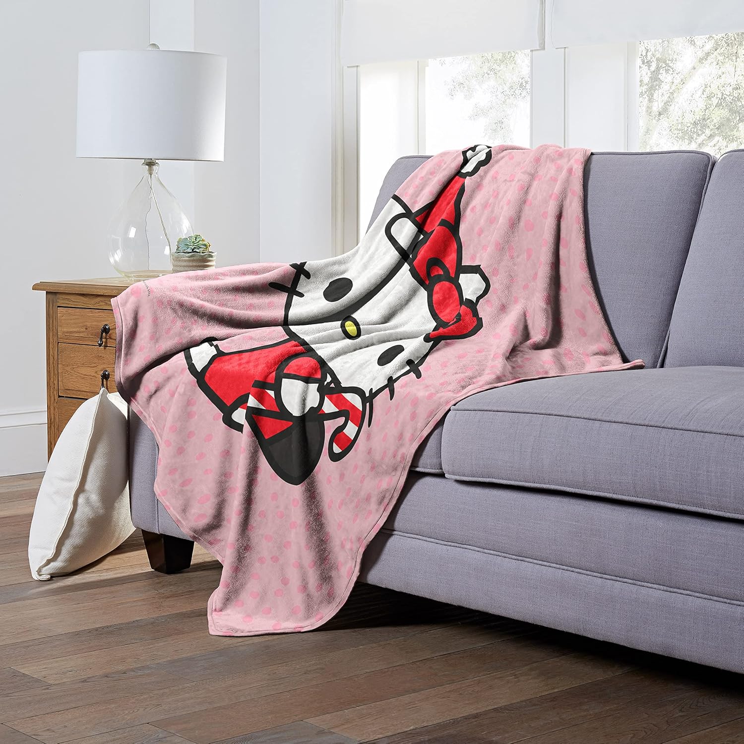Northwest Hello Kitty Silk Touch Throw Blanket, 50" x 60", Candy Cane
