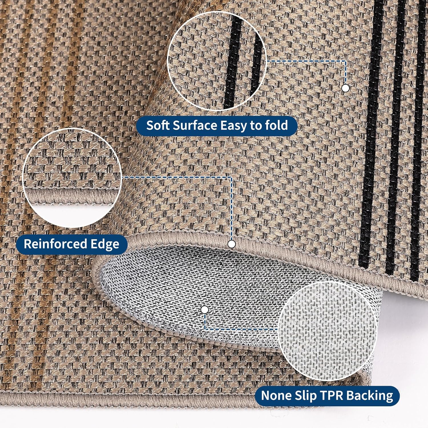 GarveeHome Modern Rainbow Easy Jute Runner Rug, 2x6 Rug for Hallways - Non-Slip Indoor Outdoor Carpet, Washable for High Traffic Laundry Room, Kitchen, Entryway