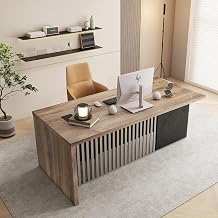 SAINTCY 63 Inch Executive Office Desk,Modern Computer Writing Desk, Business Furniture Workstation, Big Computer Desk for Home Office,1.97IN Thick Desktop,Stainless Steels Sturdy Frame