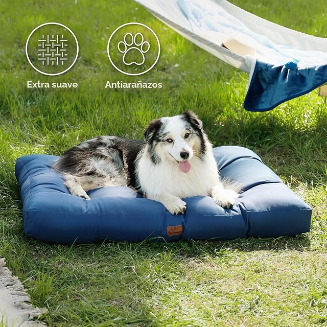Foto 3 de 7 de Bedsure Cama Perro Lavable Grande, 120x90x10 cm Azul Marino