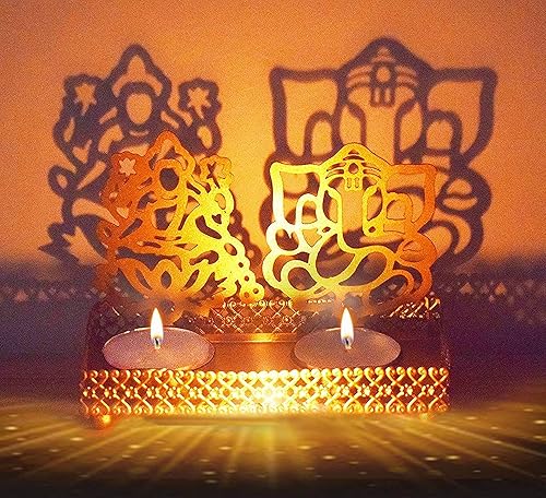 Miniatura 3 de Satvik Lakshmi y Ganesha (Shubh Labh) Diwali Shadow Diya Vilakku Decoración Tradicional Estatua de Laxmi Ganesh para el Hogar Oficina Religiosa Vela