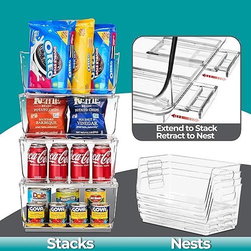 Miniatura 5 de Sorbus Contenedores apilables de almacenamiento abiertos al frente Contenedores de almacenamiento apilables transparentes Contenedores de despensa