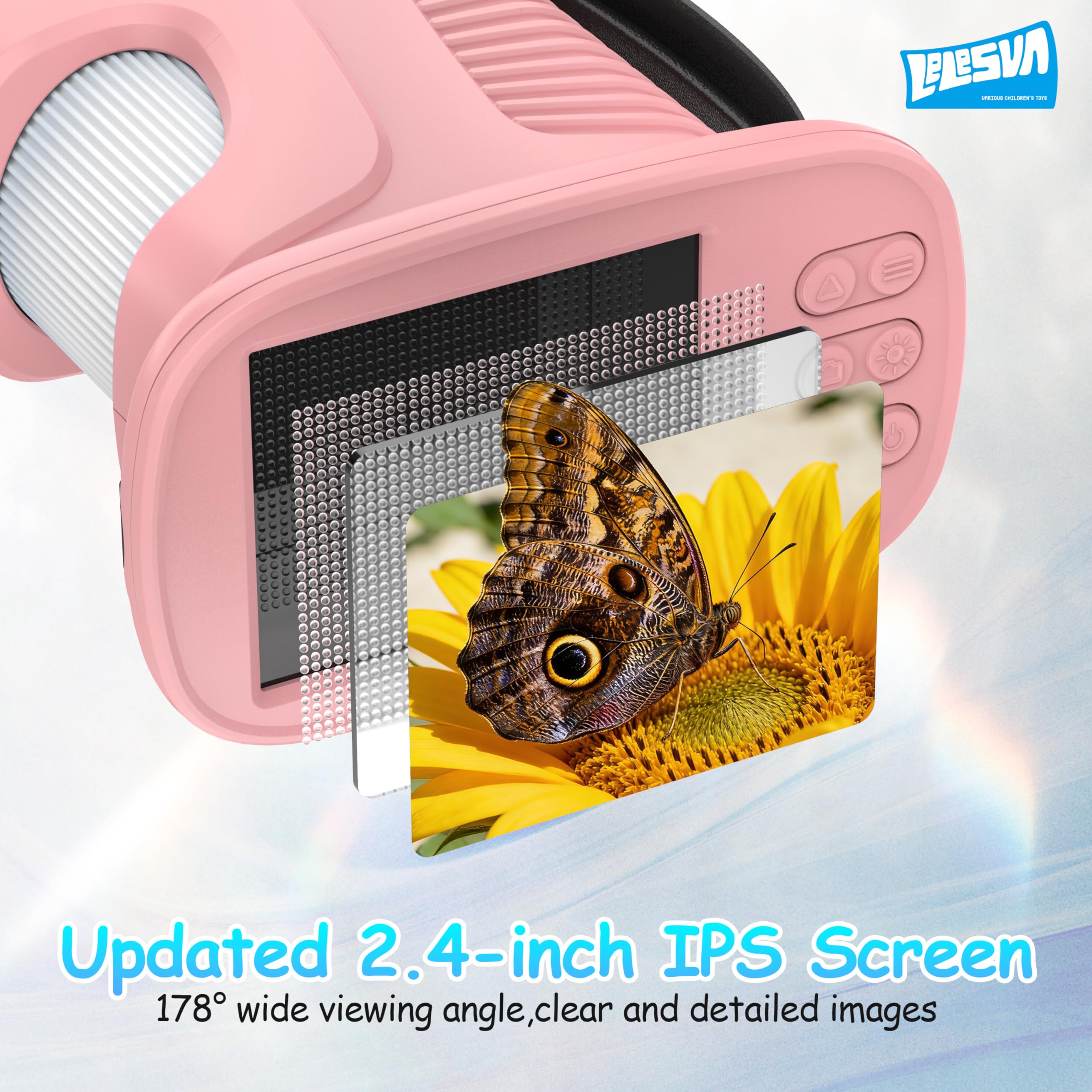 Microscope pour Enfants avec écran de 2,4 Pouces et résolution 4K-Mini Microscope de Poche Portable (1000x) Jouet Scientifique et éducatif (STEM) Idéal comme Cadeau de Noël ou d'anniversaire(Rose)