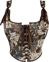 KorhLeoh Renaissance Floral Corset Top for Women - Vintage Underbust Bustier Lingerie Shapewear with Adjustable Straps