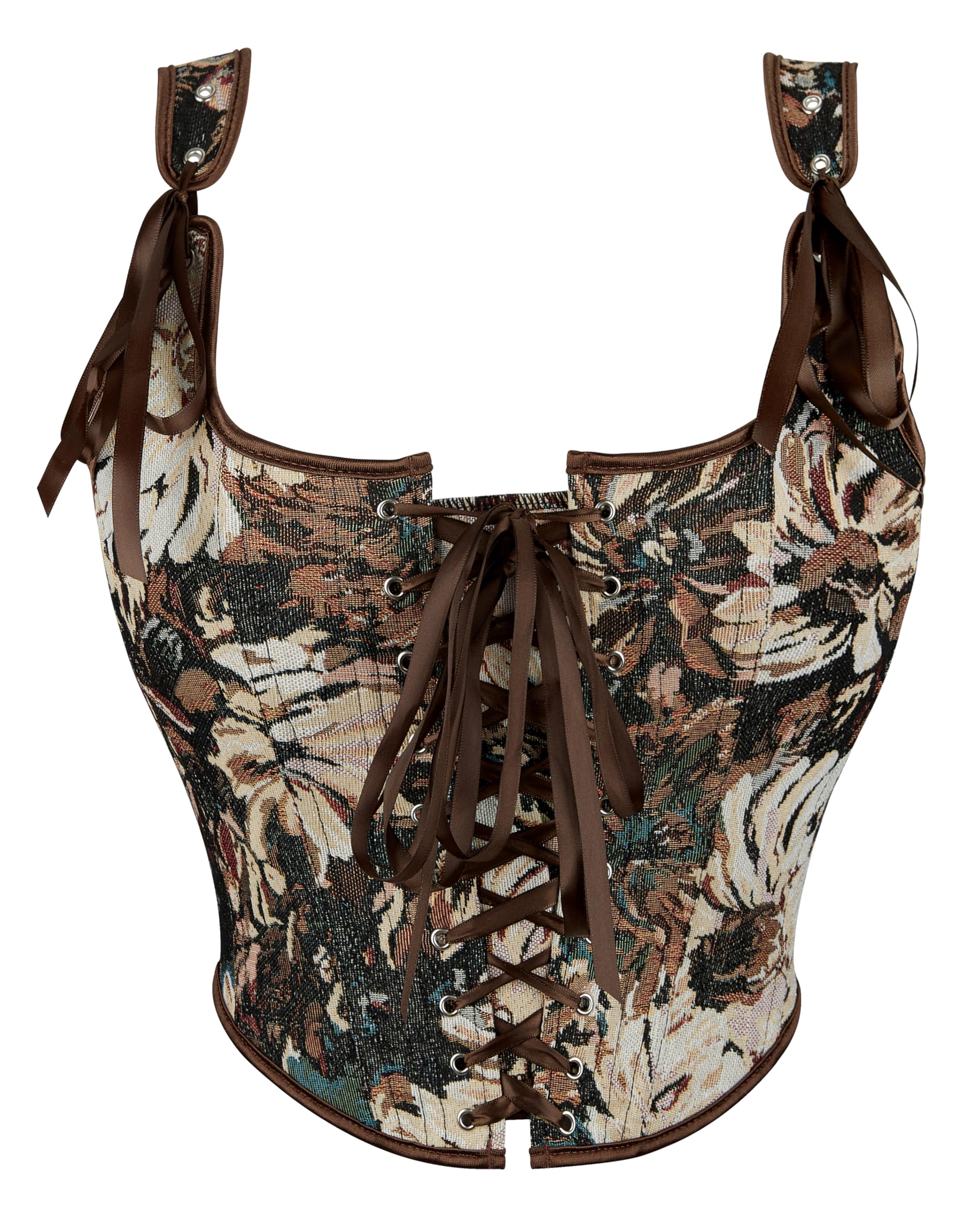 KorhLeoh Renaissance Corset Top for Women - Vintage Floral Bustier Lingerie Bodyshaper
