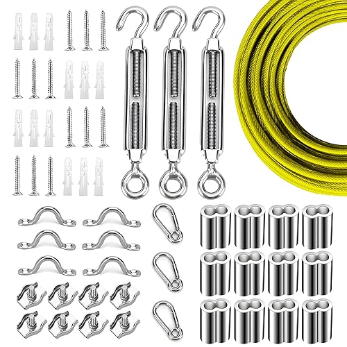 Miniatura 38 de Kit de suspensión de luces de globo, cable guía de luz para exteriores, cable de acero inoxidable recubierto de vinilo, incluye PVC transparente