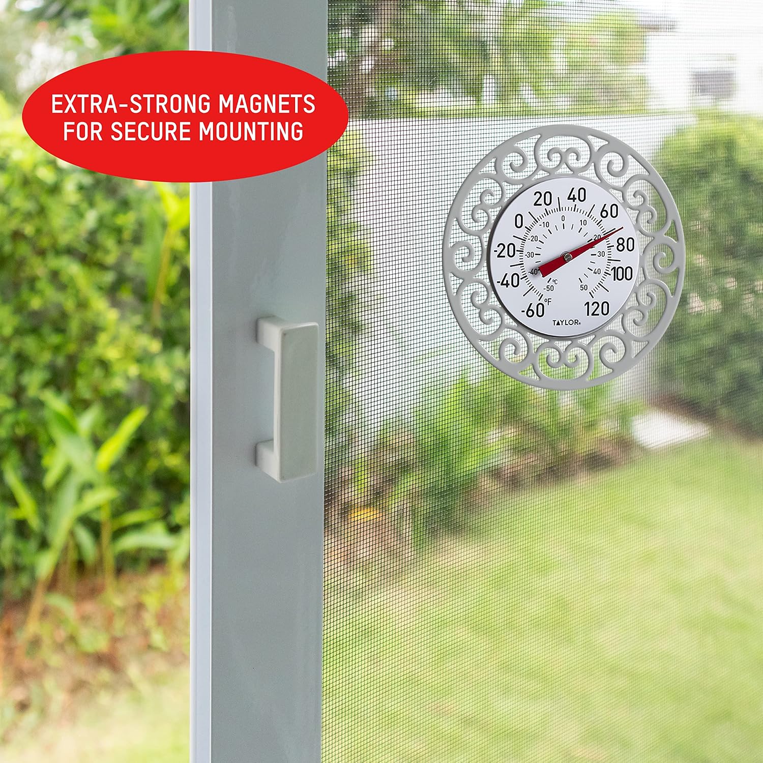 Taylor 5 Inch Decorative Magnetic Screen Door Thermometer