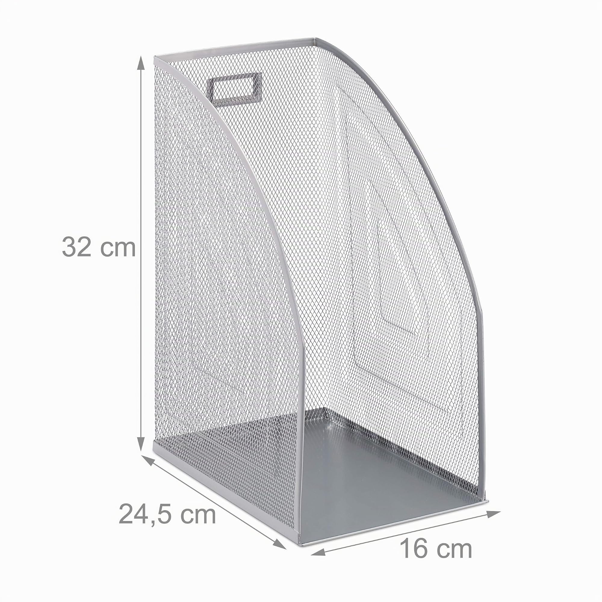 Relaxdays 4x Portadocumenti Verticale in Metallo, Formato A4, Organizer Extra Largo Ufficio, 32 x 16 x 24,5 cm, Argento