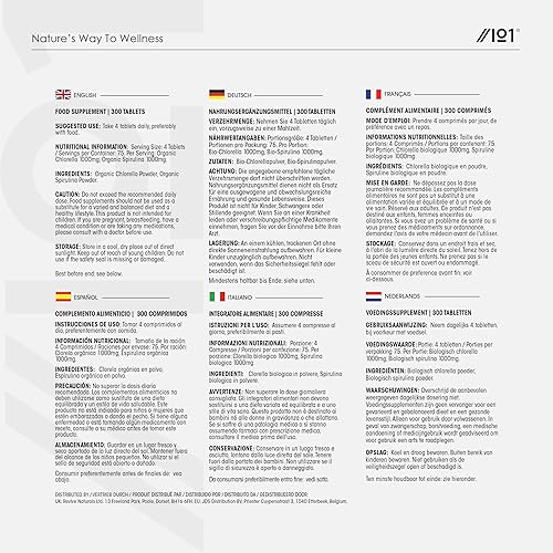 Miniatura 5 de Espirulina orgánica Chlorella tabletas 3000mg  360 unidades  Mezcla 5050 Superalimento  Sin relleno, sin aditivos, pared celular agrietada  Rico en
