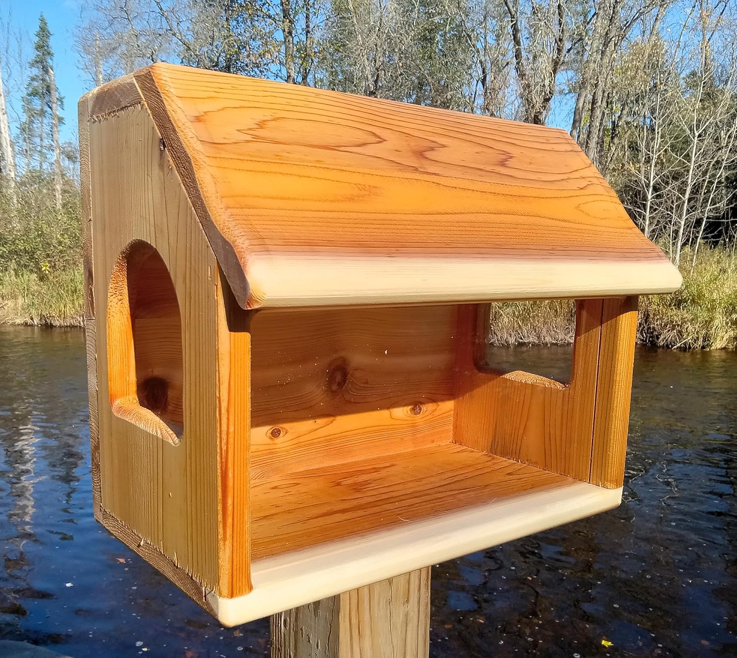 Very Large Fence, Tree Mount, or Post Mount See Through Squirrel Feeder Cedar Wood
