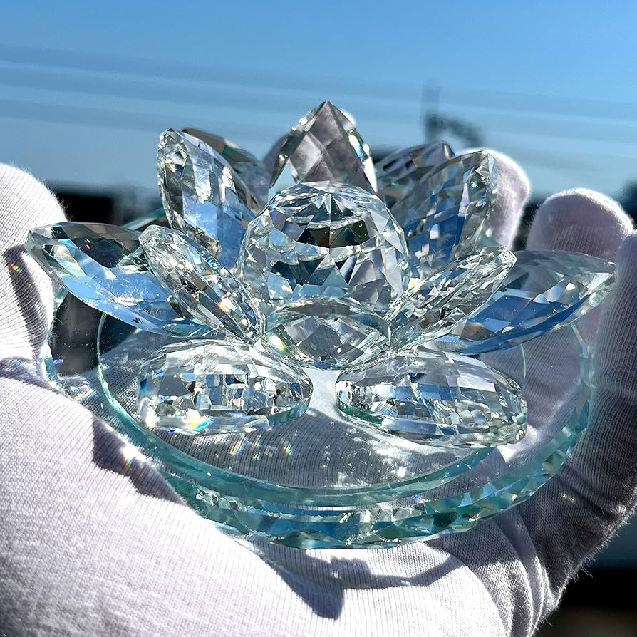 Amazon.co.jp: RELIGHT クリスタル サンキャッチャー 蓮の花 置物 水晶