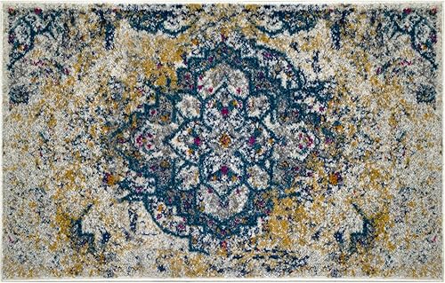 Leick Home 594267 Allerick - Alfombra vintage monocromática abstracta gris para sala de estar, dormitorio, comedor, 1'9" x 2'9"