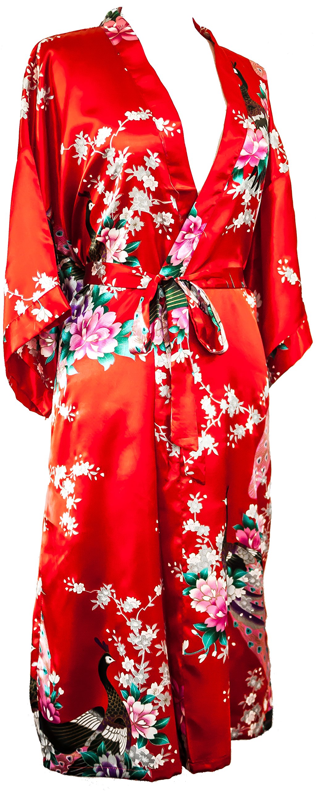 CCcollections Long Kimono Robe for Women’s Premium Peacock Long Bridesmaid Robe