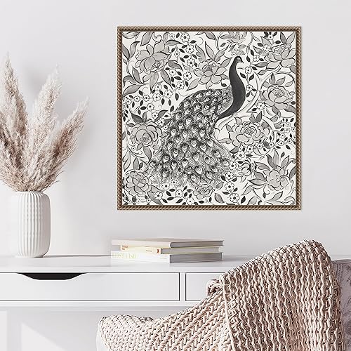 Miniatura 5 de Amanti Art Lienzo enmarcado para pared, 22 x 22 pulgadas, jardín de pavo real III BW por Miranda Thomas, lienzo enmarcado para pared, obras de arte