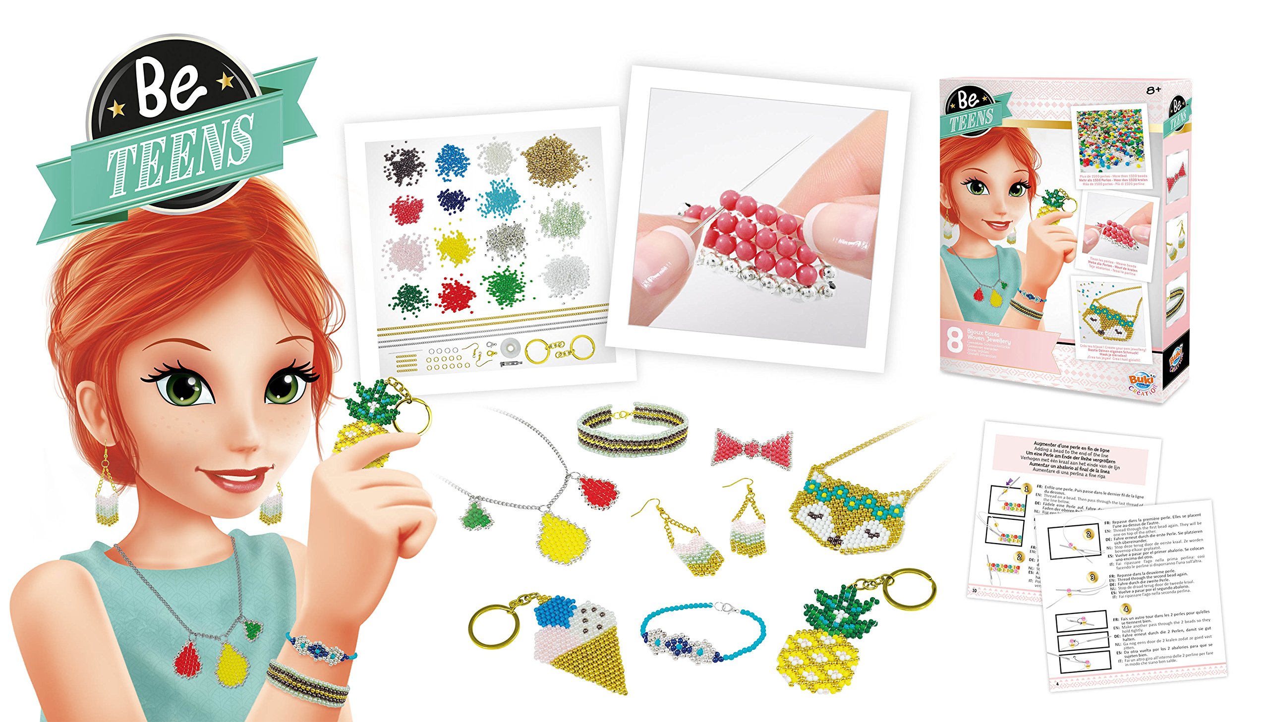 Buki France Be Teens Woven Jewellery Making Gift Set. Create Bracelets, Necklaces, Keyrings & Earrings with 1500 Beads - Image 4