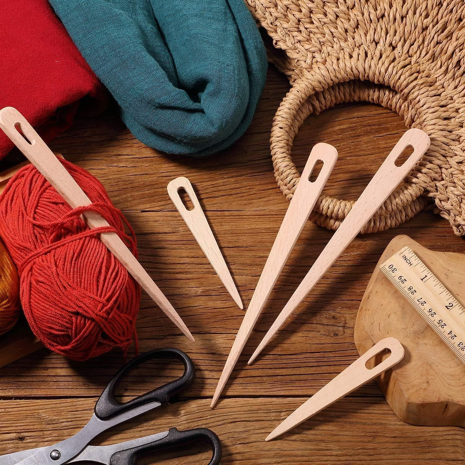5x Wood Hand Loom Stick Wooden Shuttle Tapestry Weaving Knit Handcrafts Tool I.351810272