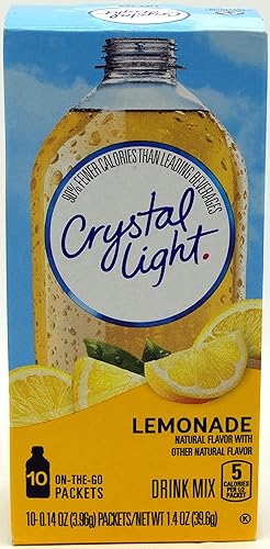 Crystal Light On The Go Bebida Natural Limonada mezclar 10-packet Caja Pack de 5