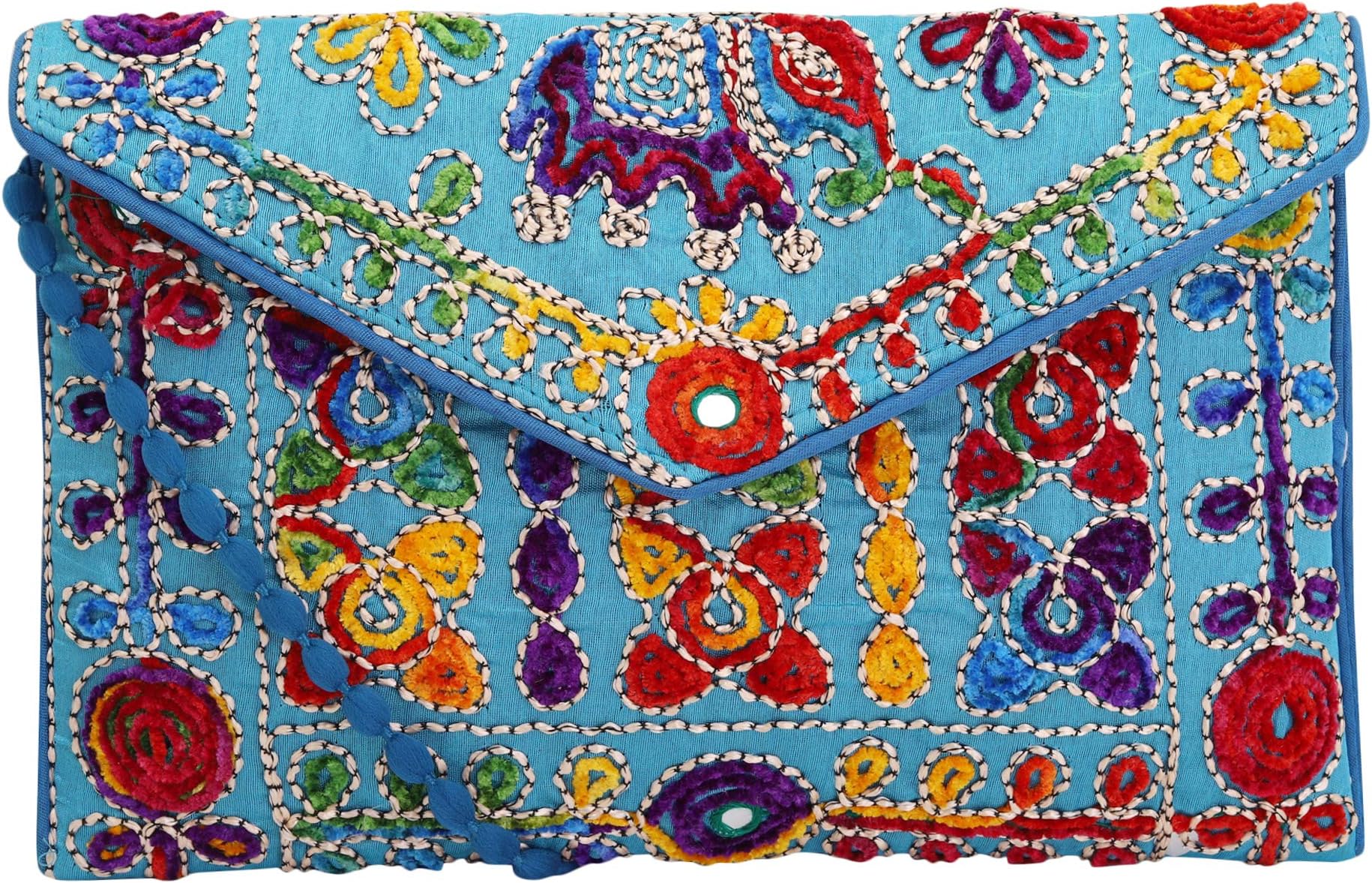 TWO GOATS Handmade Designer Embroidered Rajasthani Clutch Bag For Women's or Indian Handicraft Rajasthani Jaipur Bohemian art Sling Bag