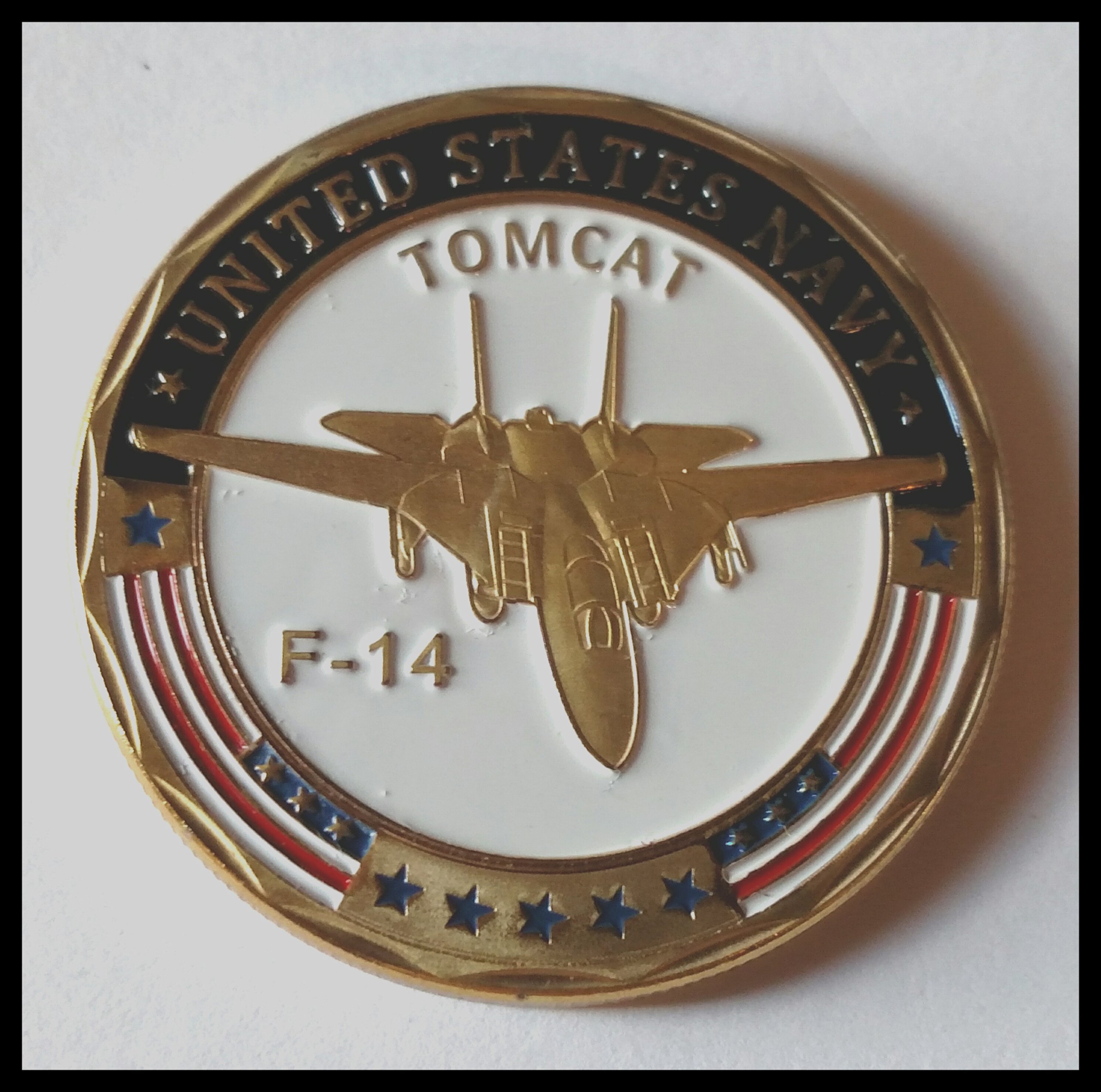 Generic Navy F-14 Tomcat Fighter Jet Wht #1316 Military Honor Challenge Coin Award, Small