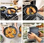T-FAL, Ingenio Essentials, Nonstick Cookware Set, 11 Piece Pots and Pans Set, Detachable/Removable Handle, Gray, Dishwasher Safe, Oven Safe, RV Camping Stackable Pots and Pans Picnic Hiking