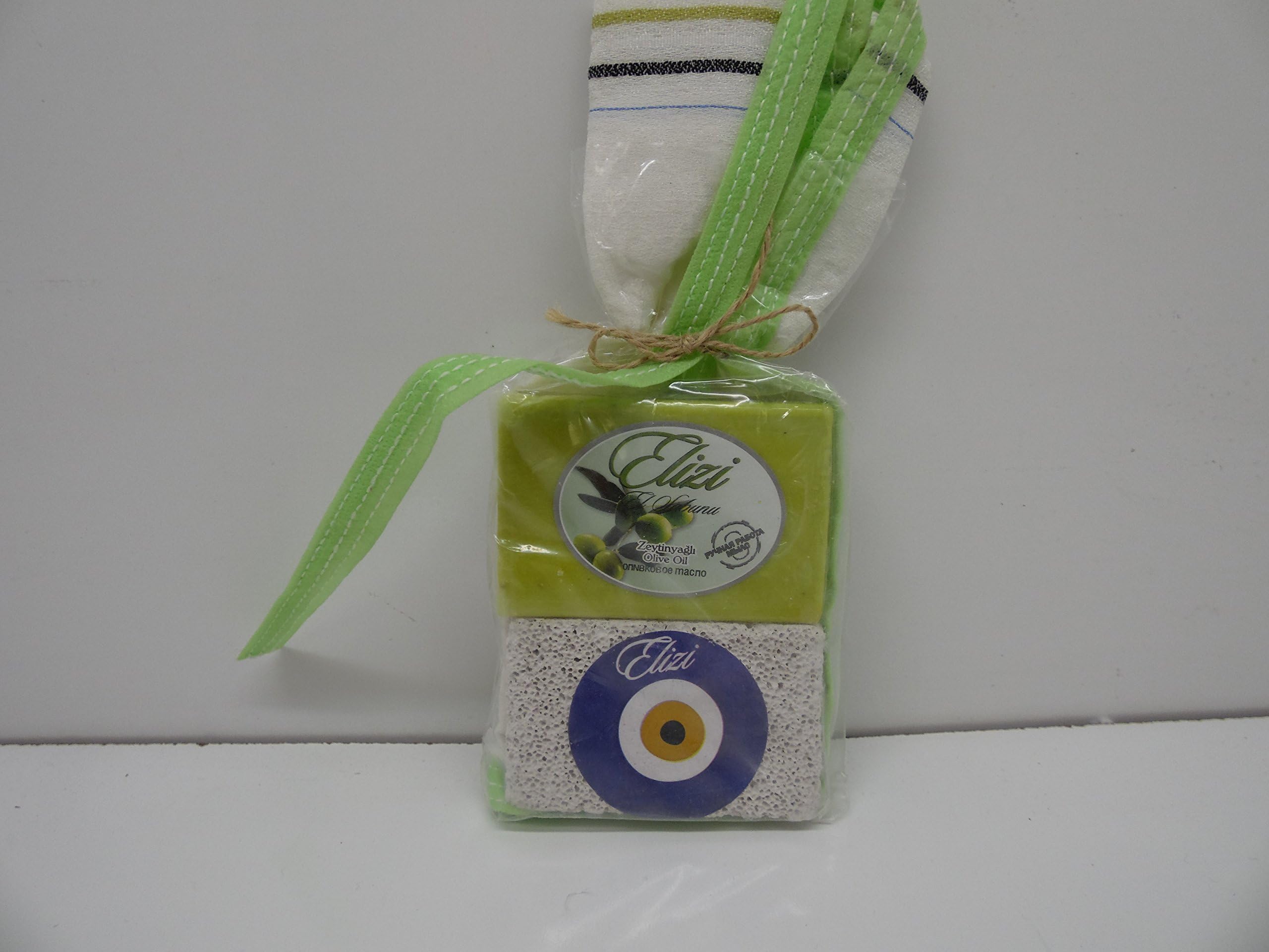 Elizi Turkish Bath Set Olive Oil Soap Heel Stone and Fiber Bath