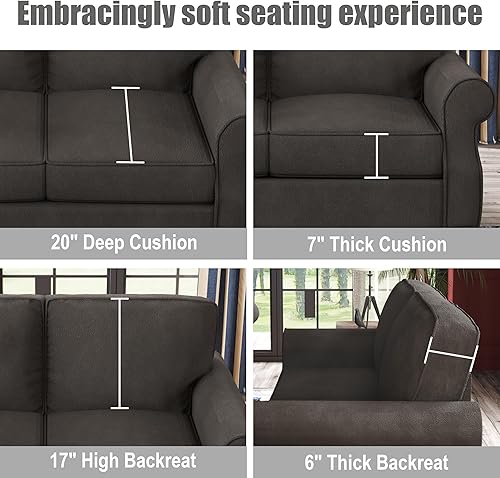 Miniatura 3 de Yattem Sofá biplaza de 56 pulgadas, sofá biplaza pequeño de terciopelo para sala de estar, dormitorio, oficina, estudio, sofá moderno de 2 plazas