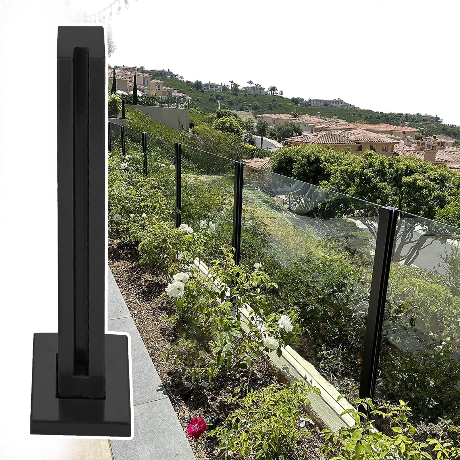 Garde-corps noir réglable pour sécuriser les terrasses et escaliers