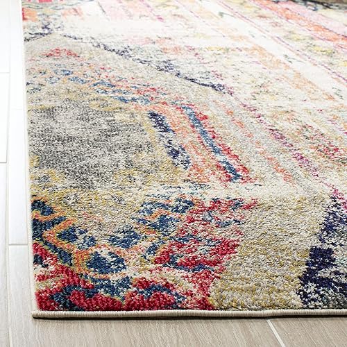 Miniatura 4 de SAFAVIEH colección Monaco MNC222G - Alfombra boho chic con detalles tribales y efecto desgastado, para sala, habitación, comedor, oficina en casa, 8