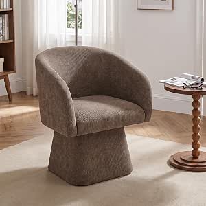 Usaint Swivel Accent Chair, Upholstered Vanity Chair with Barrel Back