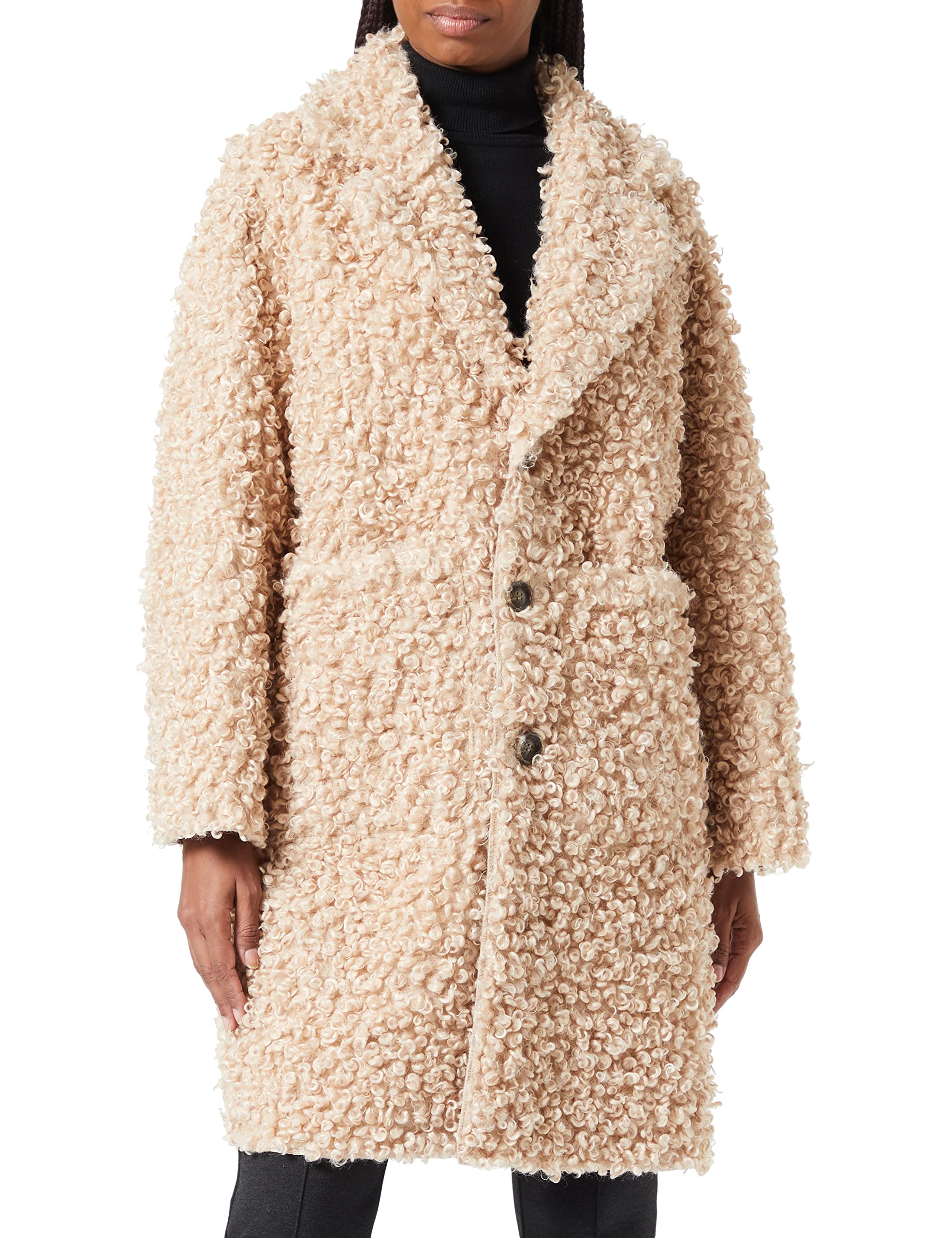 Beige Hallhuber Mantel Teddy Wollmantel Jacke Mäntel Wollmantel