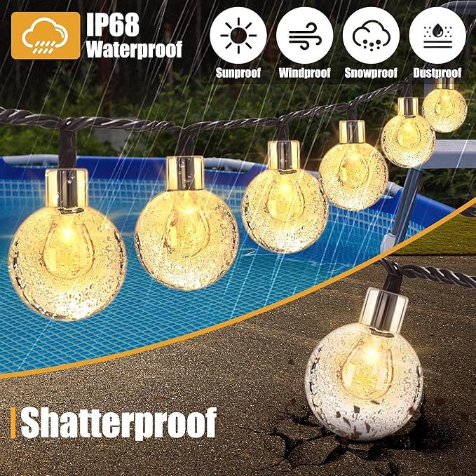 Luces solares para piscina de 55 pies con 100 LEDs miniatura 3