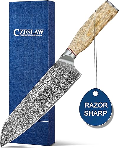 Miniatura 10 de Juego de 3 cuchillos de cocina japoneses de damasco, cuchillo de chef profesional afilado negro, uso de forja de acero de damasco premium, con mango