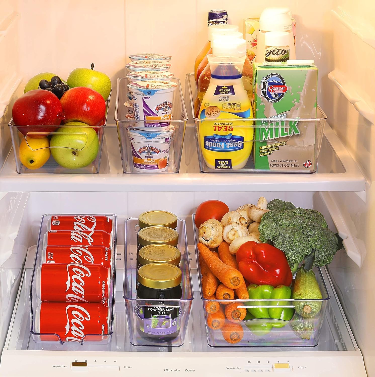 SimpleHouseware Stackable Can Rack Organizer + Plastic Freezer Storage Organizer