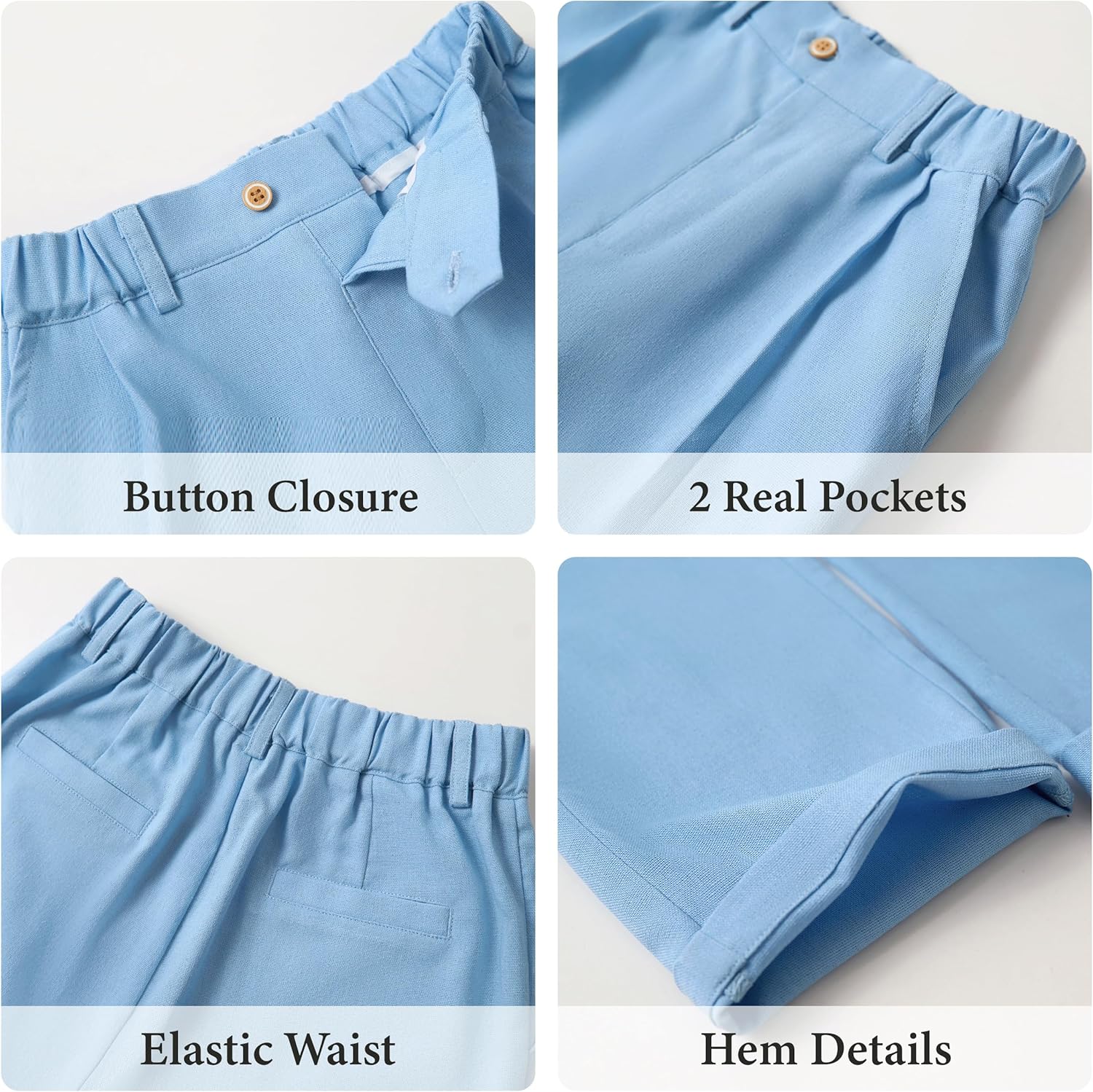 LOLANTA Boys Linen Suit Dress Clothes Kids Graduation Wedding Outfit 4 Piece Shirt Vest Pants Set with Bow Tie - Image 6