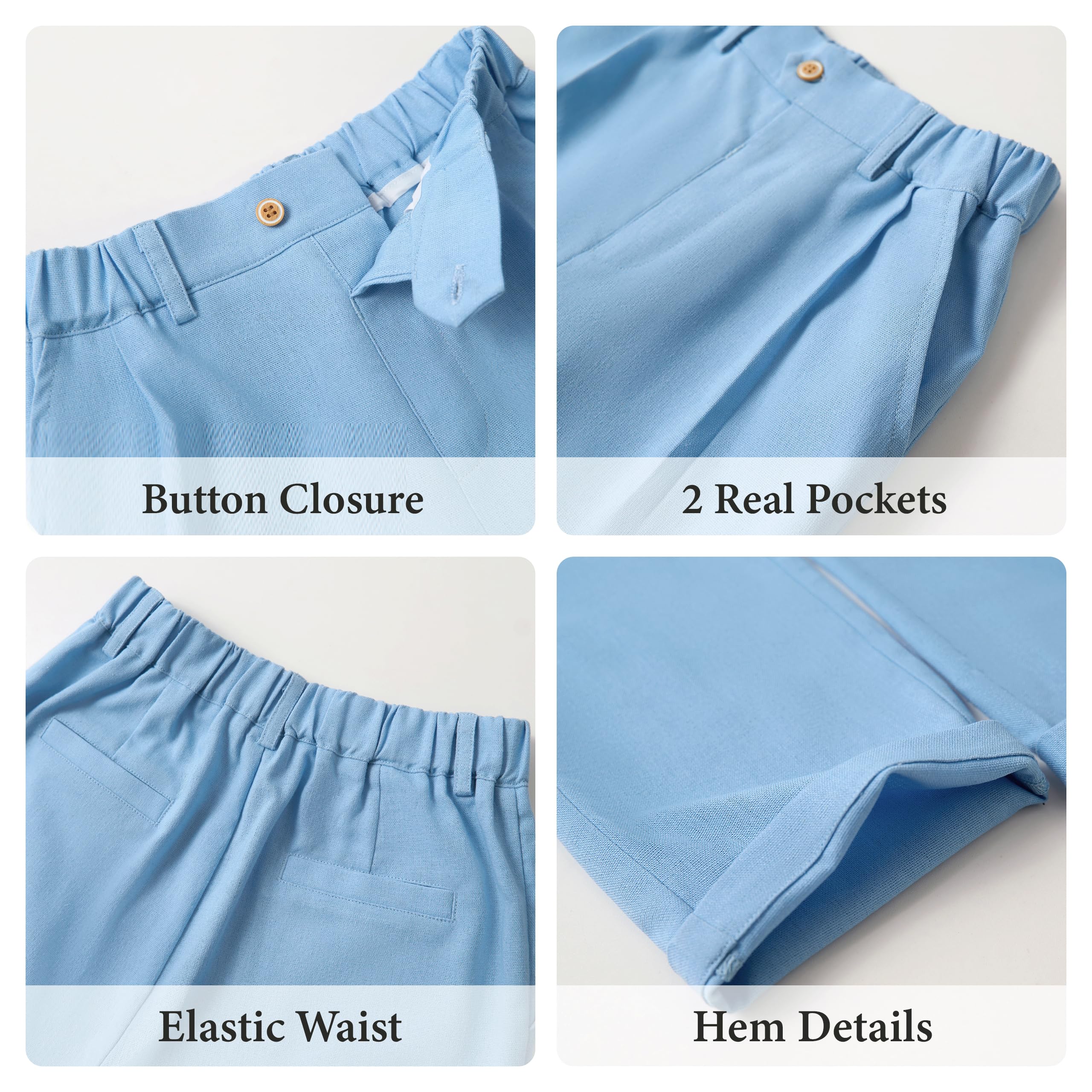 LOLANTA Jungen Leinenanzug Kleid Kleidung Kinder Abschlussfeier Hochzeit Outfit 4-teiliges Hemd Weste Hosen Set mit Fliege