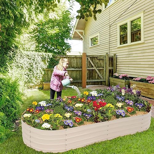 Miniatura 7 de Sundale Outdoor Paquete de 2 macetas de jardín elevadas galvanizadas, macetas elevadas de 6 x 2.7 x 1 pies, cajas de jardín elevadas para exteriores