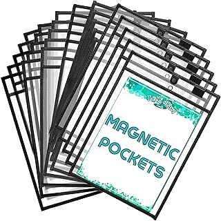 Magnetic Dry Erase Pockets by Two Point (30-Pack) A4 - Plastic Sleeves | Teaching Supplies | Dry Erase Sheets | Dry Erase Sleeves | School Supplies for Teachers | Job Ticket Holder