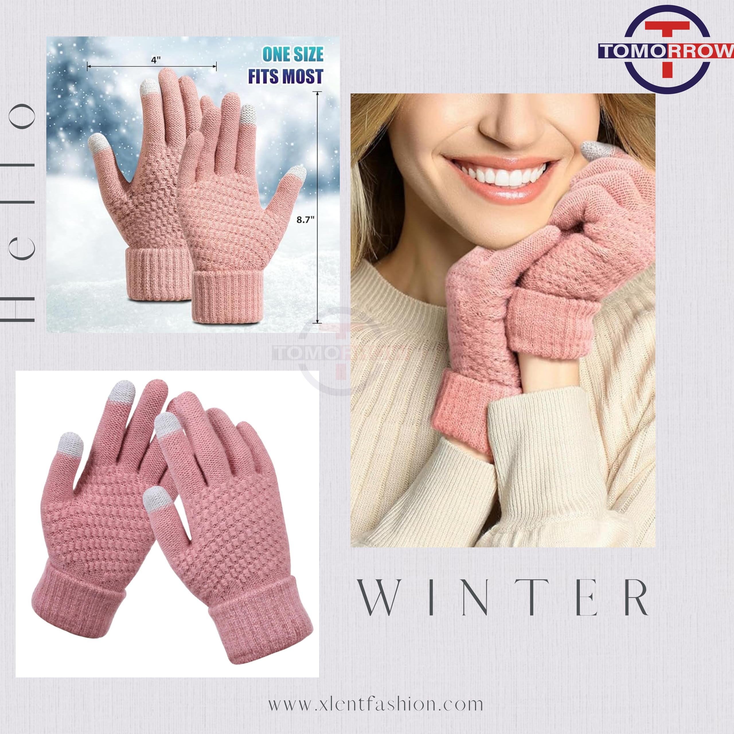 Tomorrow Winter Touchscreen Magic Gloves Warm Stretch Knitted Wool with Touch Screen, Woolen Comfort Full-Fingered Protection - Double Layered Combo of (One Size, 1 Pack- Blue) - Image 5 thumbnail
