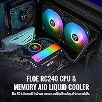 Vista 2 de Thermaltake Floe RC240, AMD (AM5/AM4) / Intel (LGA 1700/1200), TT RGB Plus Software/Sincronización de placa base controlada ARGB, 9.449 in PWM